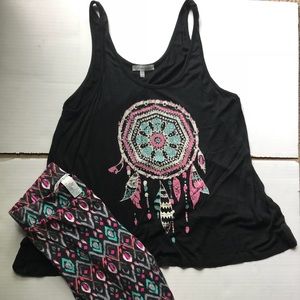 Charlotte Russe Black Dreamcatcher Tank Top